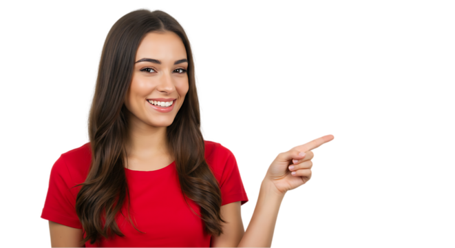 Professional Woman Presenting a Product or Idea on transparent white background, clipping path