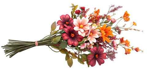 Valentine’s Day Symbols and Romantic Items on Transparent White Background