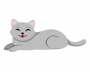 Cute Grey Cat Illustration