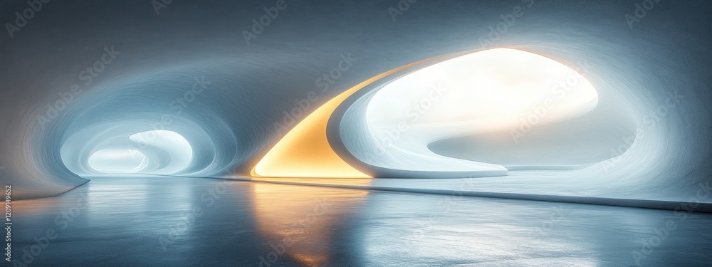 Poster futuristic abstract architecture with curves and white surfaces