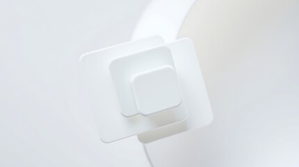 Extreme Macro Close-Up of Modern Abstract Design with 3D White Squares and Smooth Gradient.