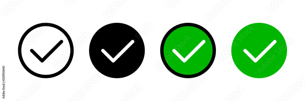 Poster circular checkmark icons in various colors. vector.