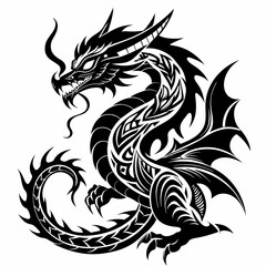 Detailed Dragon Silhouette Artwork