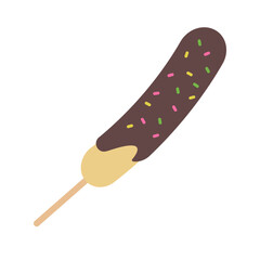 Chocolate covered banana icon. Vector.