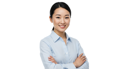Portrait of a Smiling Woman in Office Wear on transparent white background, clipping path