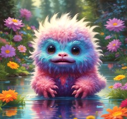 Illustration of fluffy and cute small monster.