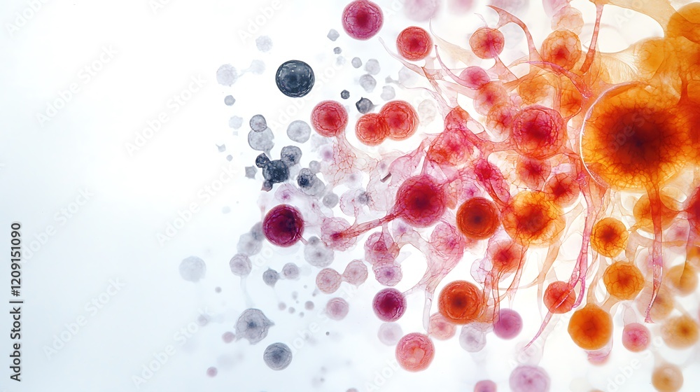 Poster an illustration of the process of cellular division by binary fission in bacteria seen under a micro