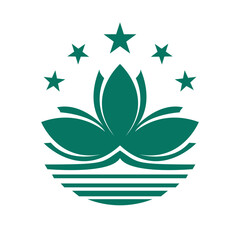 Stars and Lotus Emblem of Macau. Vector.
