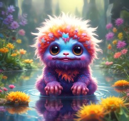 Obraz premium Illustration of fluffy and cute small monster.