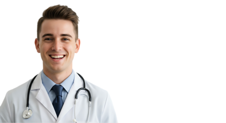 Healthcare Worker with Stethoscope on transparent white background, clipping path