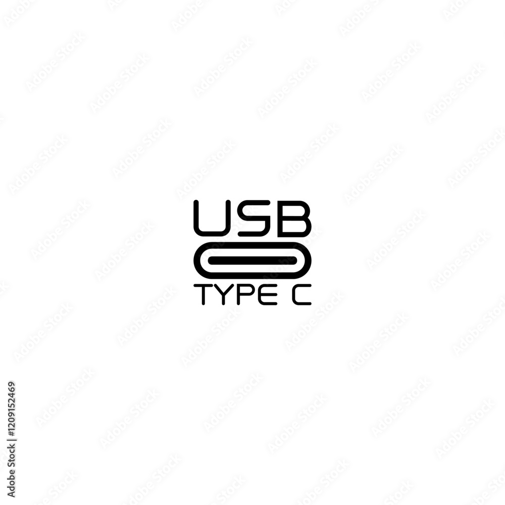 Poster usb type c icon isolated on white background