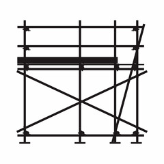 Silhouette, black and white of one layer scaffolding.