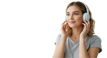 Music Lover with Headphones on transparent white background, clipping path