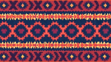Geometric Elegance Pixel Art Ethnic Patterns for Embroidery