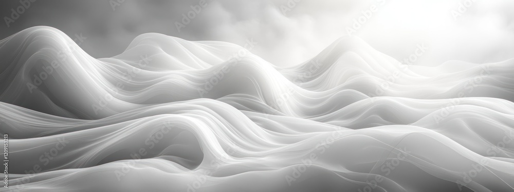 Poster minimalistic white curves abstract design with soft gray background