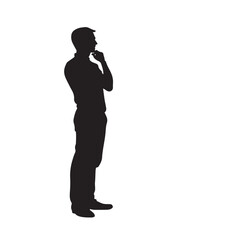 silhouette of a man standing with hand pose - vector illustration