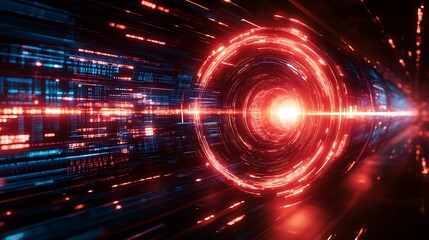 Obraz premium Abstract Digital Tunnel Red And Blue Light Streaks