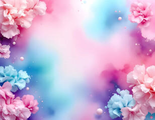 Obraz premium Pastel Floral Dream: A Serene Symphony of Pink and Blue Blossoms