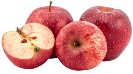 Crisp red apple with a bite mark, isolated on white background