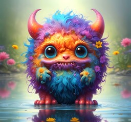 Illustration of fluffy and cute small monster.