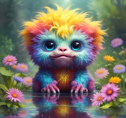 Obraz premium Illustration of fluffy and cute small monster.