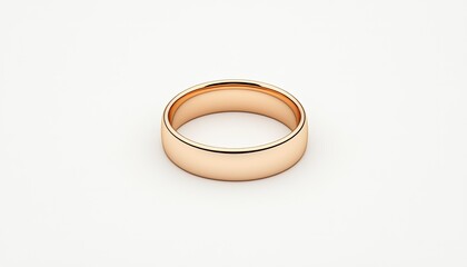 A polished gold wedding band resting on a clean white surface, symbolizing love and commitment