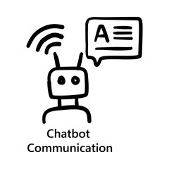 Chatbot Communication Icon – AI-Powered Automated Messaging Tool  - Hand-Drawn Vector Icon  