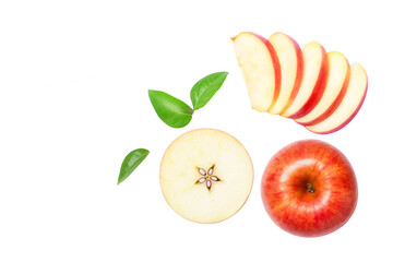 red apple with slices isolated