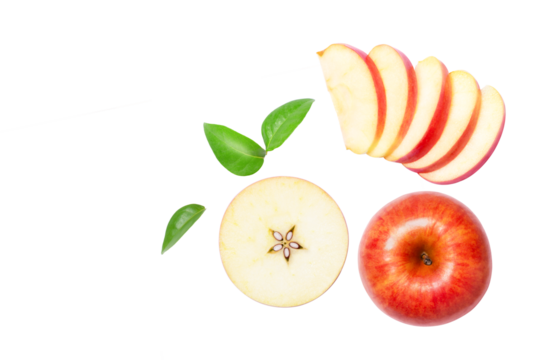 red apple with slices isolated