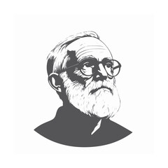 Monochrome Grandpa Ava Character – Vector Illustration