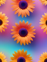 A bunch of sunflowers on a colorful background.