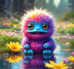 Illustration of fluffy and cute small monster.