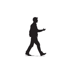 Silhouette of a Man Walking with Arm Movement - Vector Illustration