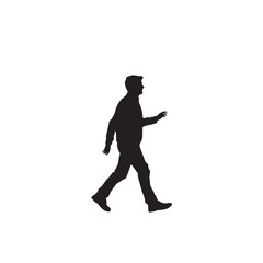 Silhouette of man walking with hand pose - vector illustration