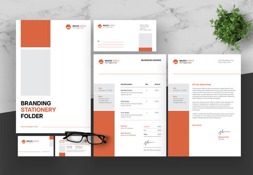 Orange And Gray Stationery