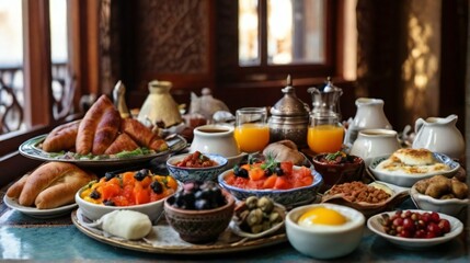 Naklejka premium breakfast in the restaurant