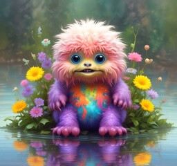 Obraz premium Illustration of fluffy and cute small monster.
