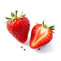 slices of strawberry falling isolated 