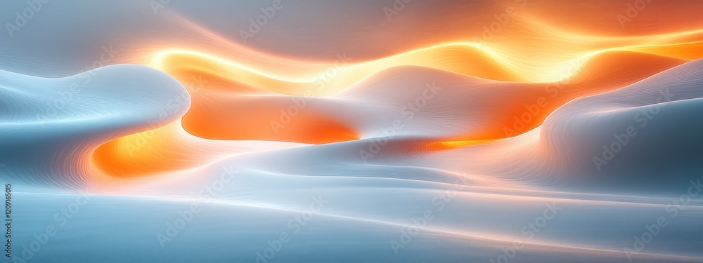 Aufkleber Minimalist Abstract Background Flowing White Curves Soft Light