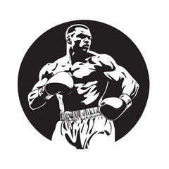 A Boxer in the Ring During a Match - Vector Illustration