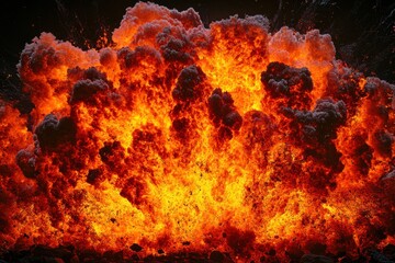 Obraz premium Dramatic explosion with fiery flames creating intense energy and power display