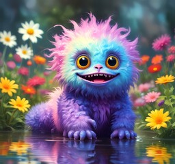 Obraz premium Illustration of fluffy and cute small monster.