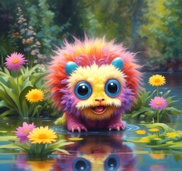 Illustration of fluffy and cute small monster.
