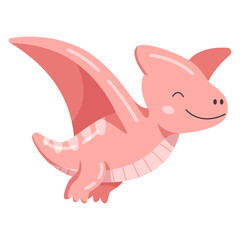 Cute Pink Pteranodon Character Illustration