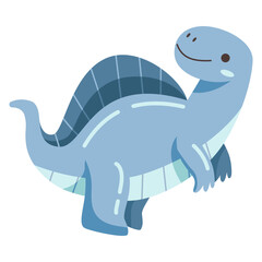 Cute Blue Spinosaurus Character Illustration