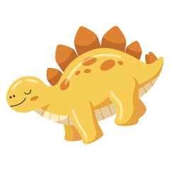 Cute Cartoon Yellow Stegosaurus Illustration