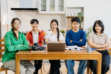 Group of students with books preparing for exams during holidays.