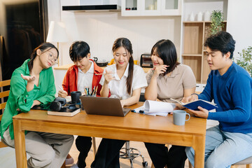 Education knowledge and university concept - group of students reading and preparing for exams on holiday.