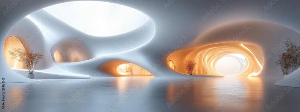 Aufkleber futuristic abstract architecture serene light curves design