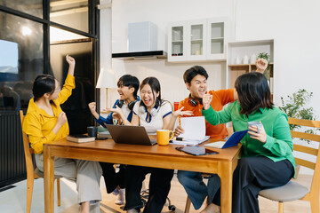 Education knowledge and university concept - group of students reading and preparing for exams on holiday.